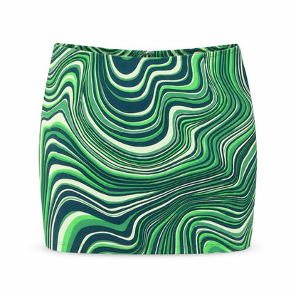 Motel Women Green Geometric Mini Pencil Skirt Size S