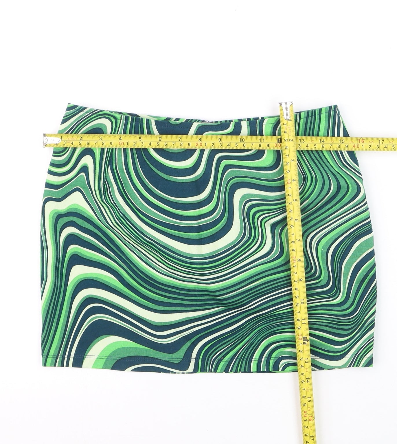 Motel Women Green Geometric Mini Pencil Skirt Size S