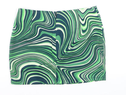 Motel Women Green Geometric Mini Pencil Skirt Size S