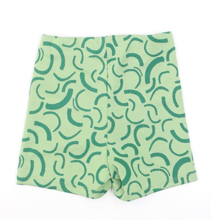 Bershka Women Green Geometric Knit Biker Shorts XS