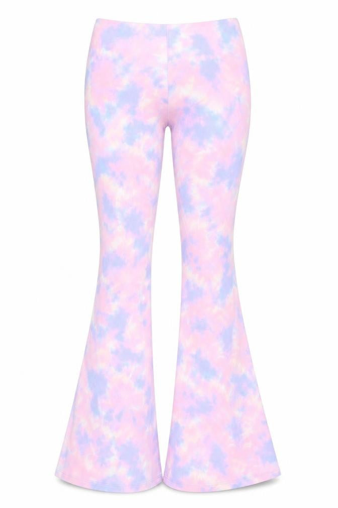 Boohoo Womens Multicoloured Flared Tie-Dye Trousers Size 8