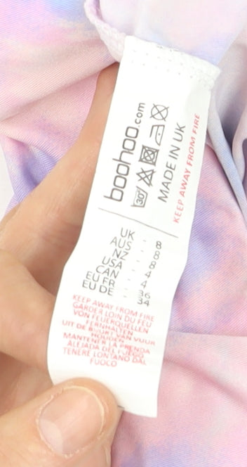 Boohoo Womens Multicoloured Flared Tie-Dye Trousers Size 8