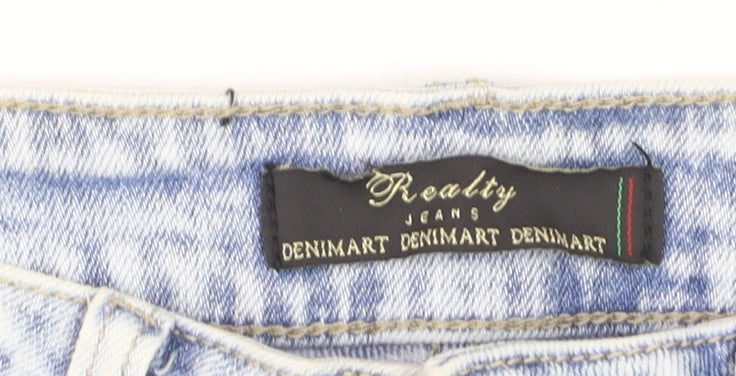 Realty Jeans Women Blue Denim Hot Pants XS Fringe Embellished