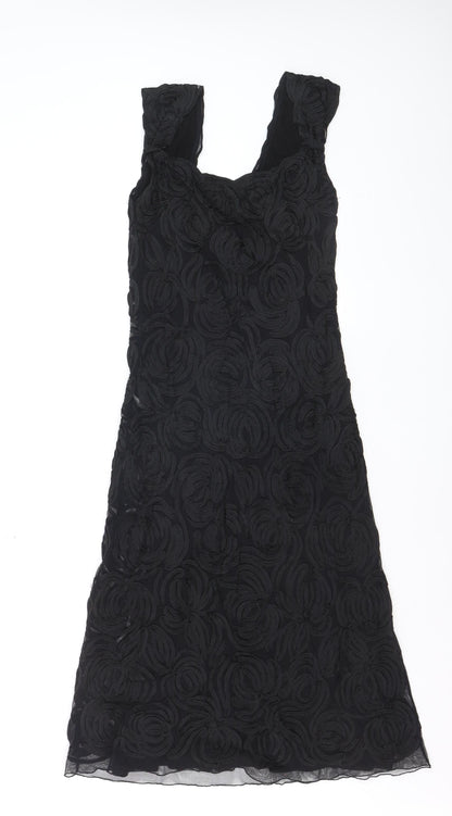 Phase Eight Women Black Size 10 Sheath Lace Embroidered Dress