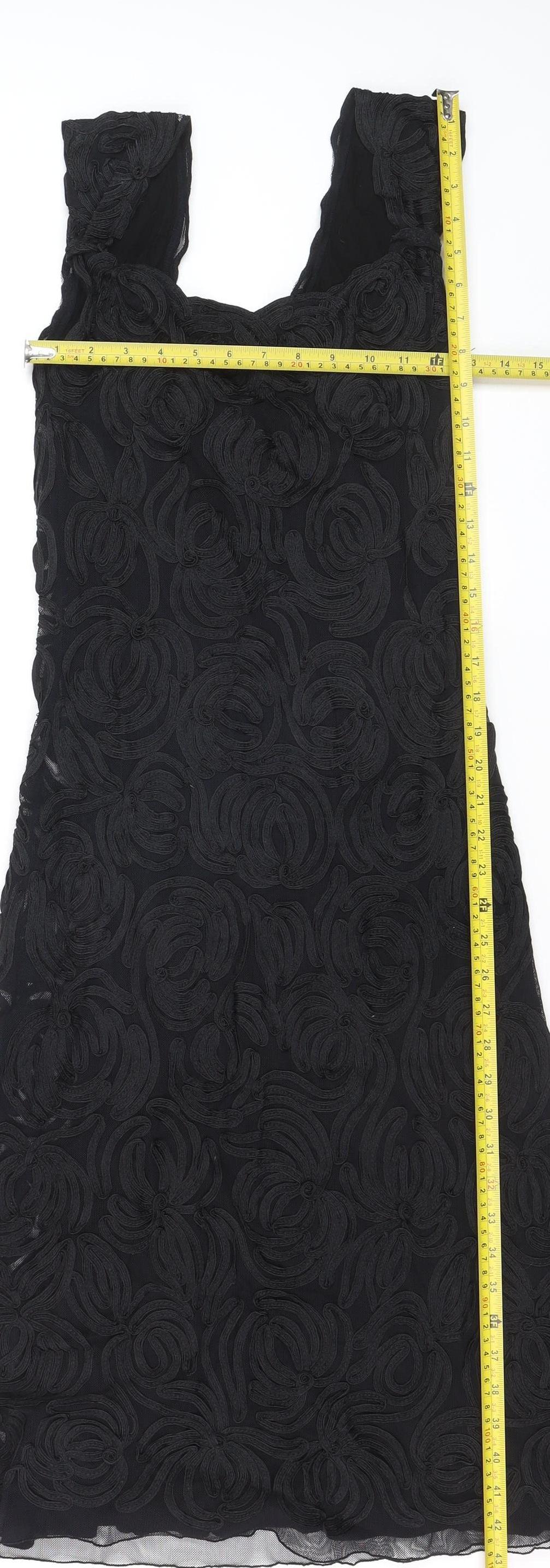 Phase Eight Women Black Size 10 Sheath Lace Embroidered Dress