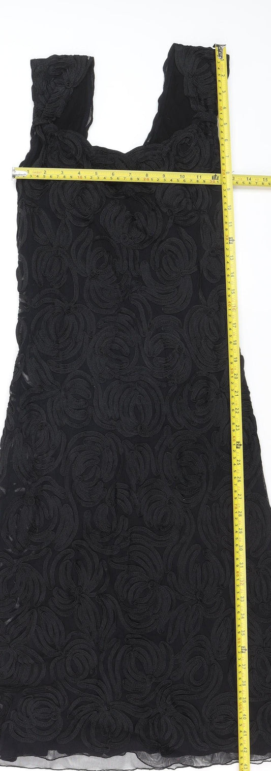 Phase Eight Women Black Size 10 Sheath Lace Embroidered Dress