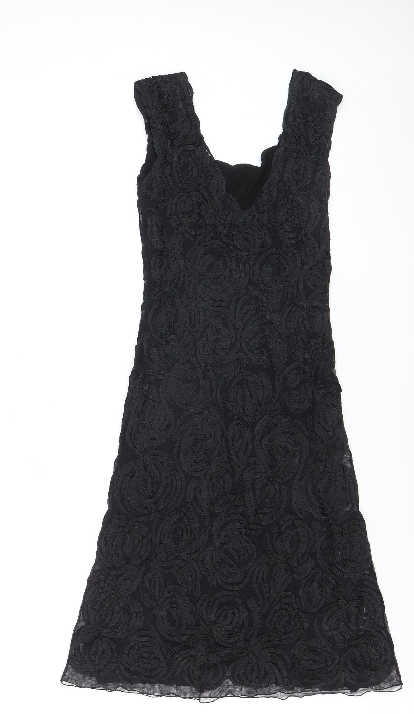 Phase Eight Women Black Size 10 Sheath Lace Embroidered Dress
