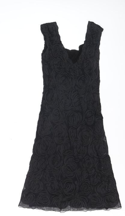 Phase Eight Women Black Size 10 Sheath Lace Embroidered Dress