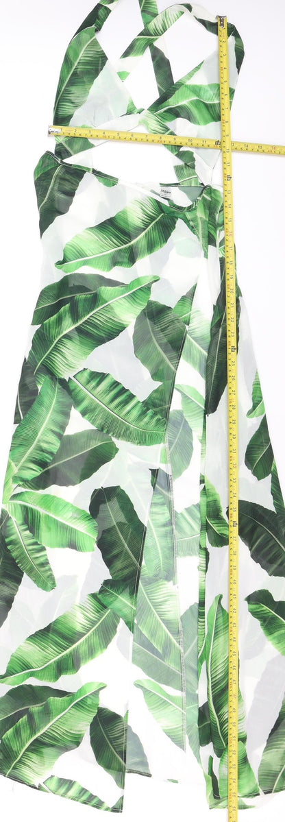 Jaded London Women’s Green Tropical Maxi Halter Dress Size L