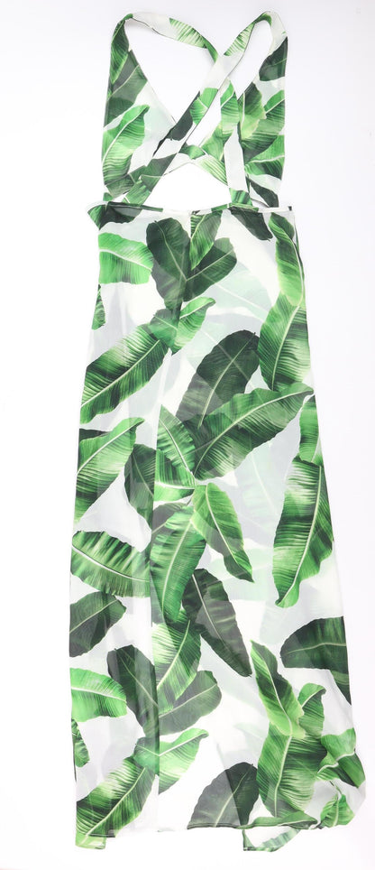 Jaded London Women’s Green Tropical Maxi Halter Dress Size L