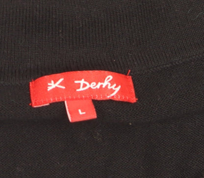 Derhy Women Black Wool Tunic Jumper L Butterfly Print Short Sleeve