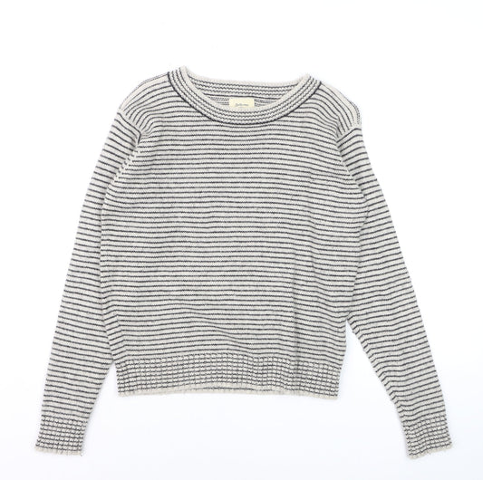 Bellerose Women's Grey Striped Wool Blend Crew Neck Jumper Size M