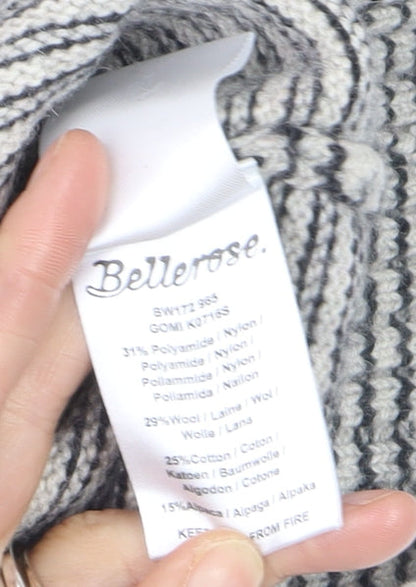 Bellerose Women's Grey Striped Wool Blend Crew Neck Jumper Size M