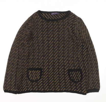 Marks and Spencer Women's Black Knit Jumper Size 16 Crew Neck