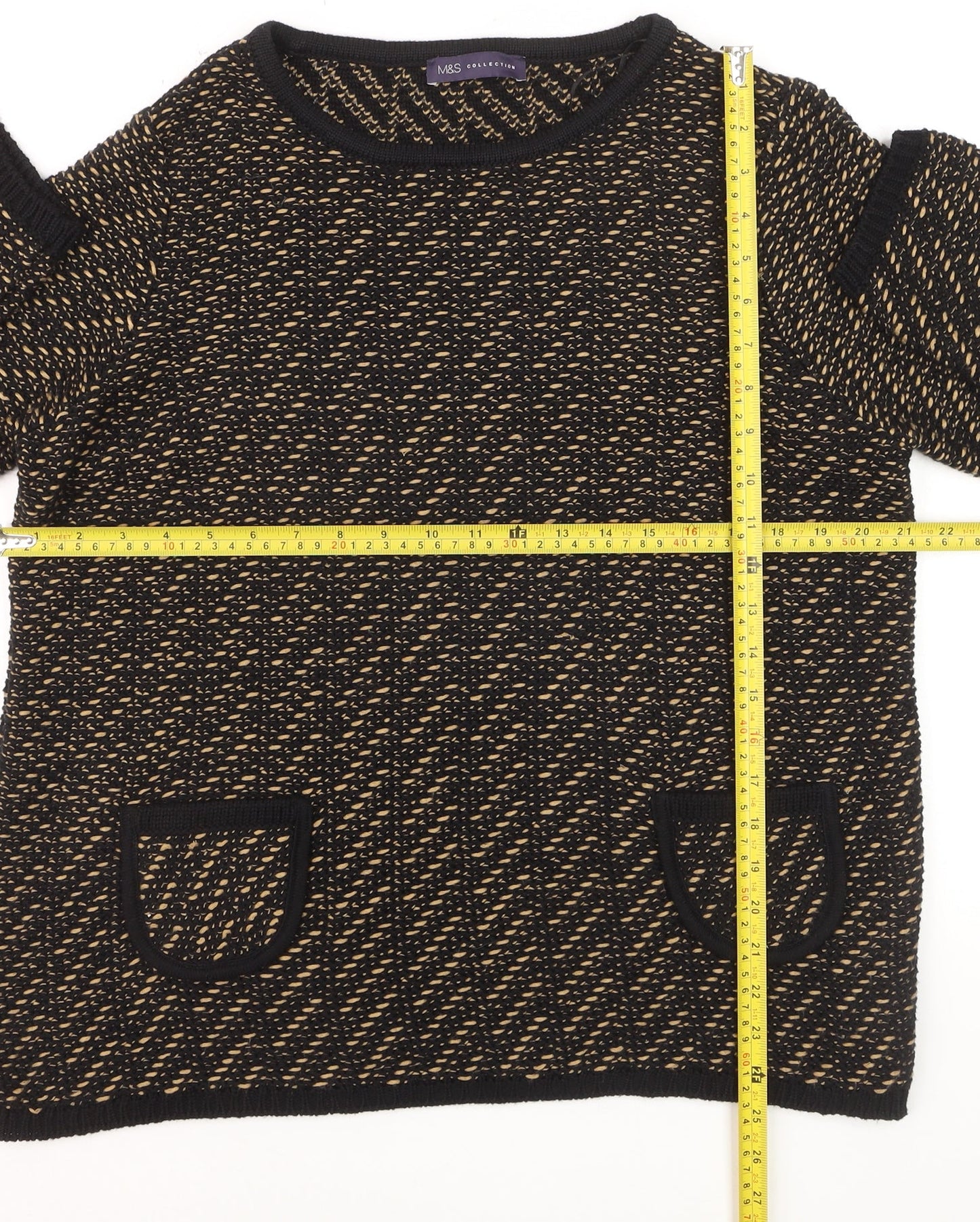 Marks and Spencer Women's Black Knit Jumper Size 16 Crew Neck