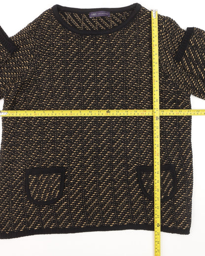Marks and Spencer Women's Black Knit Jumper Size 16 Crew Neck