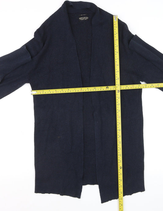 AllSaints Women’s Navy Blue Cotton Cashmere Silk Open Cardigan Small