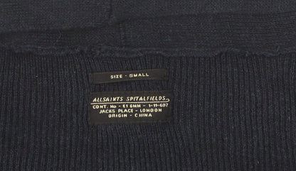 AllSaints Women’s Navy Blue Cotton Cashmere Silk Open Cardigan Small