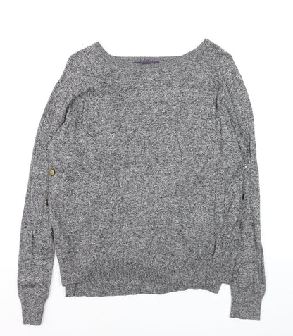Marks and Spencer Womens Grey Knit Boat Neck Pullover Jumper M