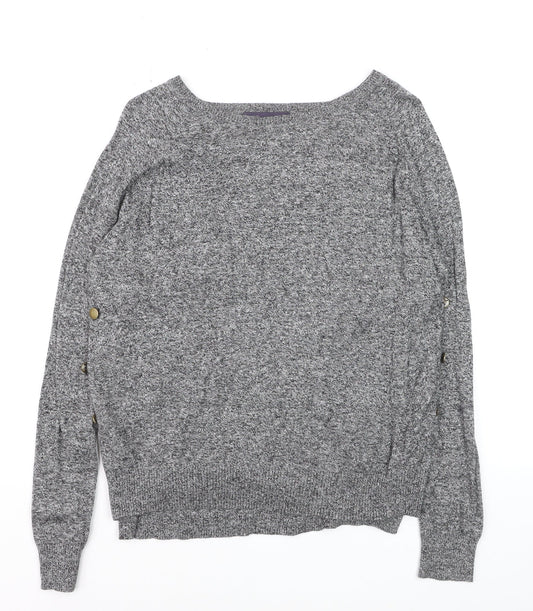 Marks and Spencer Womens Grey Knit Boat Neck Pullover Jumper M