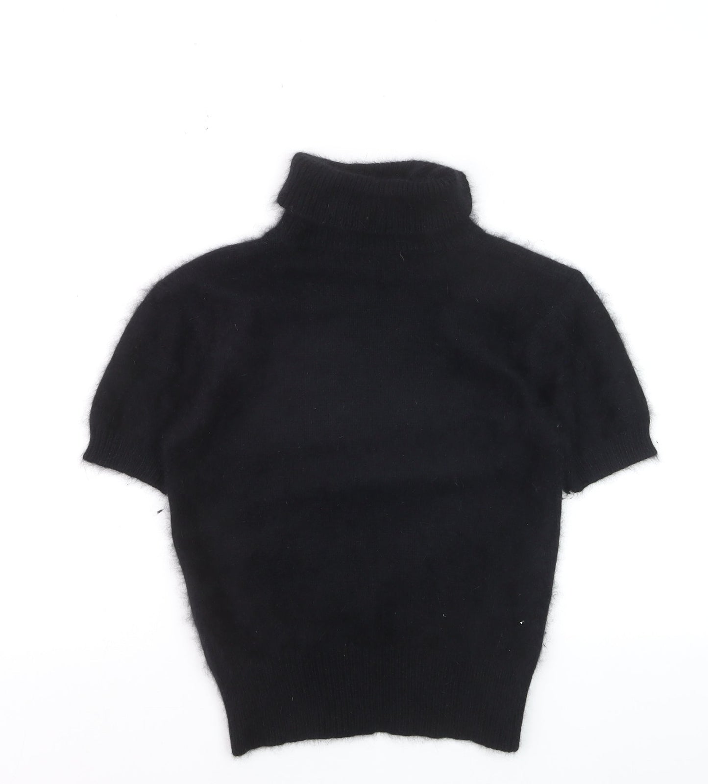 Marks and Spencer Women's Black Angora Roll Neck Short Sleeve Jumper Size 10