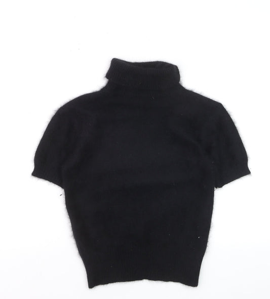 Marks and Spencer Women's Black Angora Roll Neck Short Sleeve Jumper Size 10