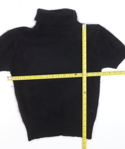 Marks and Spencer Women's Black Angora Roll Neck Short Sleeve Jumper Size 10