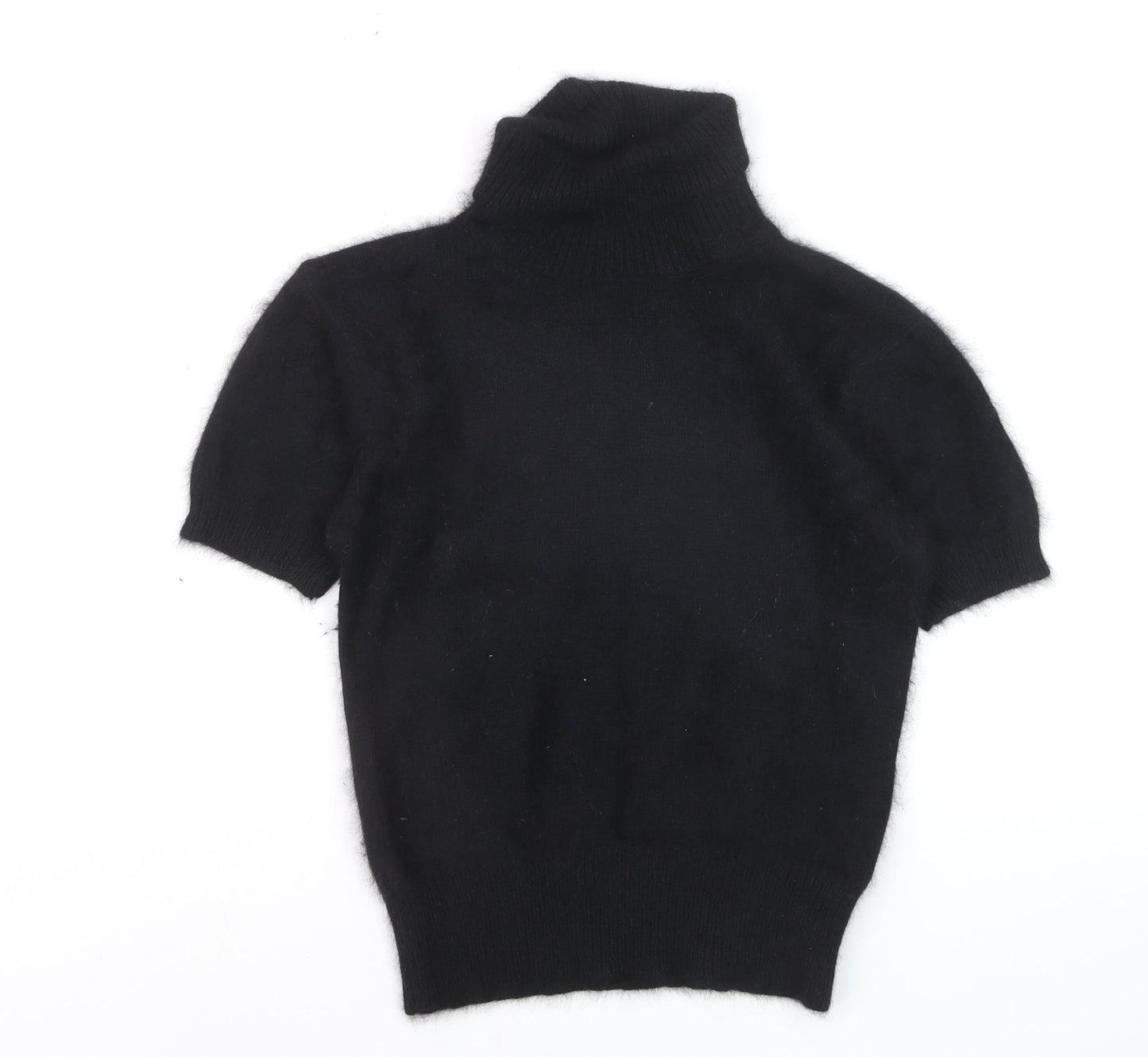 Marks and Spencer Women's Black Angora Roll Neck Short Sleeve Jumper Size 10