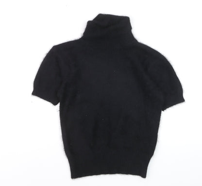 Marks and Spencer Women's Black Angora Roll Neck Short Sleeve Jumper Size 10