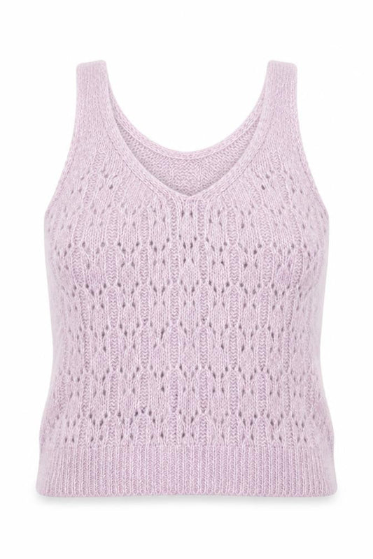 Front view of Sfera Women Purple Open-Knit Sleeveless V-Neck Vest Jumper, size 12