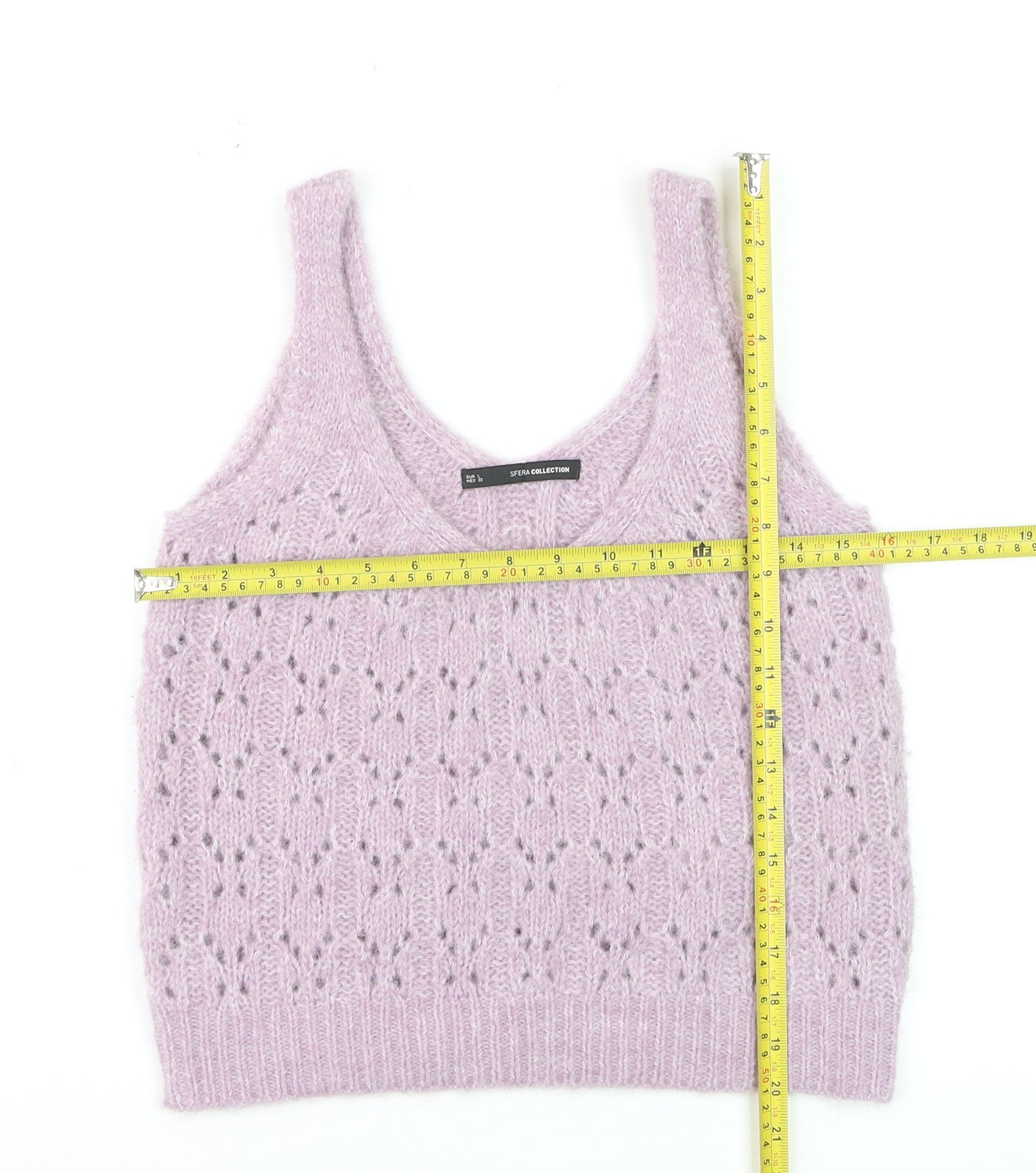 Sfera Women Purple Open-Knit Sleeveless V-Neck Vest Jumper Size 12