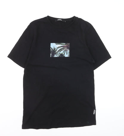 Jaded London Women's Black Palm Print Cotton T-Shirt - M