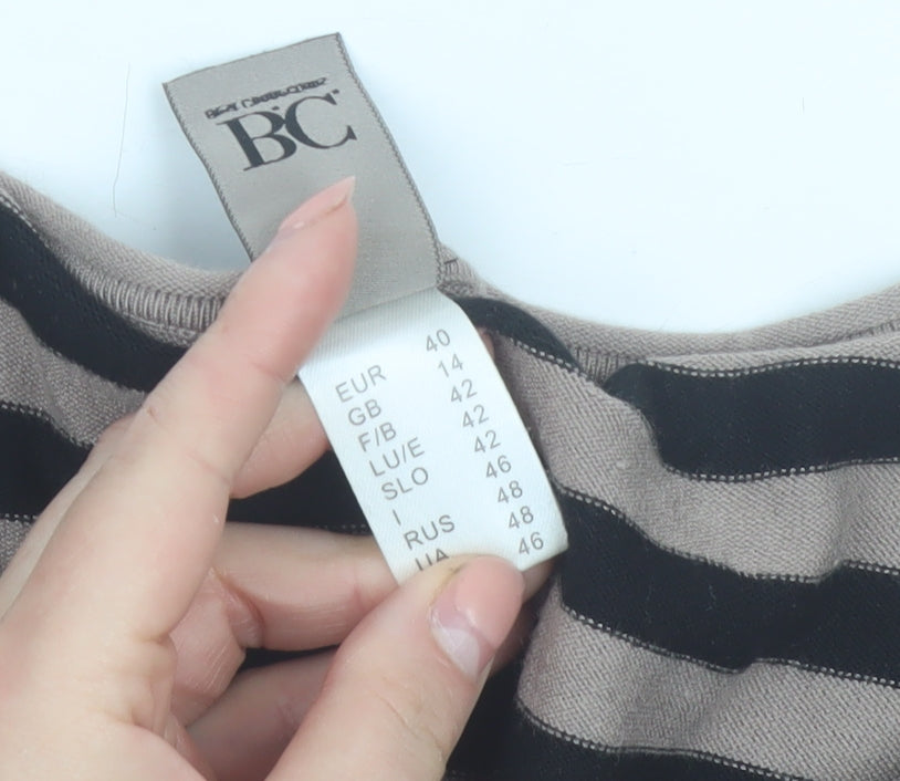 Best Connections Women Beige Striped Long Sleeve Cardigan Size 14
