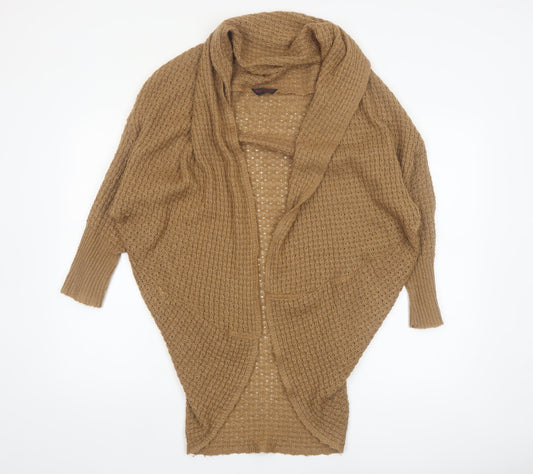 Miss Selfridge Women Beige Size 12 Chunky Knit Open Cardigan
