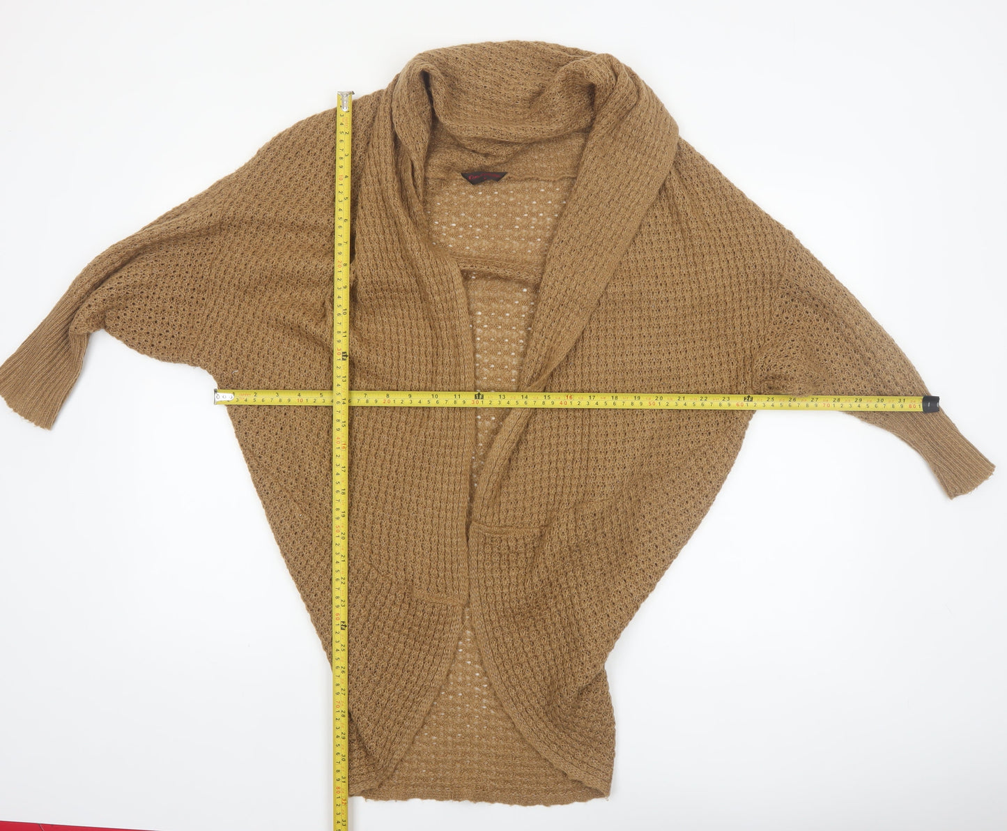 Miss Selfridge Women Beige Size 12 Chunky Knit Open Cardigan
