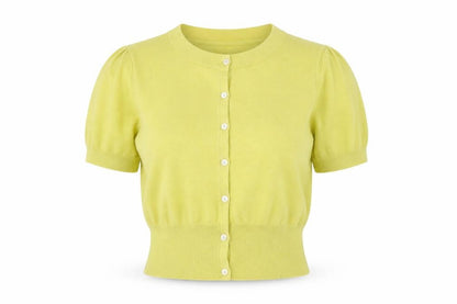 Fenn Wright Manson Women's Green Silk Blend Short Sleeve Cardigan Size 12