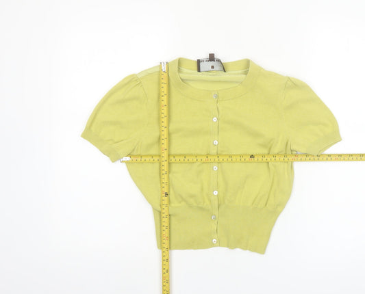 Fenn Wright Manson Women's Green Silk Blend Short Sleeve Cardigan Size 12