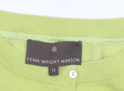 Fenn Wright Manson Women's Green Silk Blend Short Sleeve Cardigan Size 12