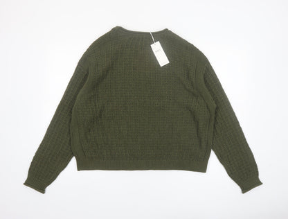 Marks and Spencer Womens Green Cotton Knit Jumper L