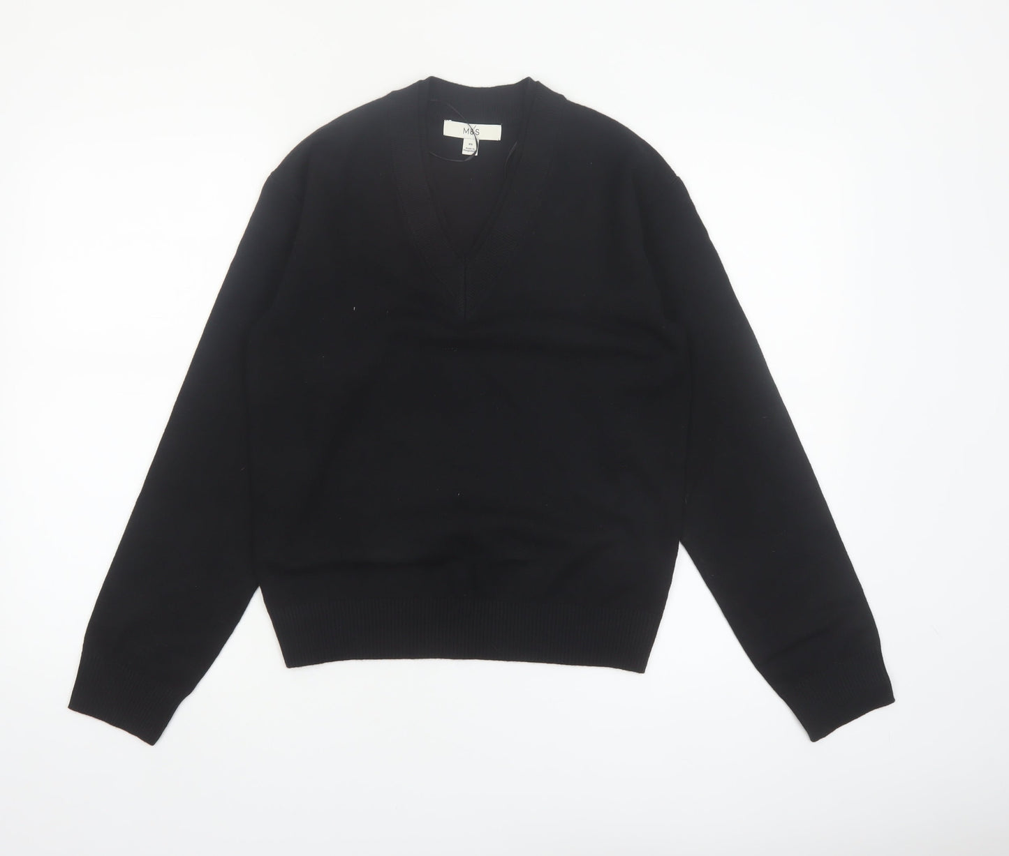 Marks and Spencer Womens Black V-Neck Pullover Jumper XS