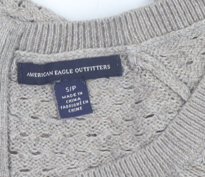 American Eagle Outfitters Women Beige Knit Jumper UK 8-10 Small