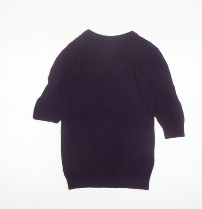 Bare Denim Womens Purple V-Neck 3/4 Sleeve Pullover Jumper L