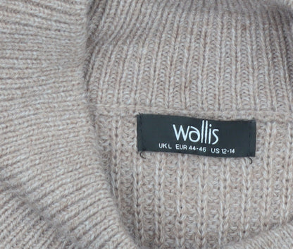 Wallis Women’s Beige Mock Neck Knit Jumper Size L