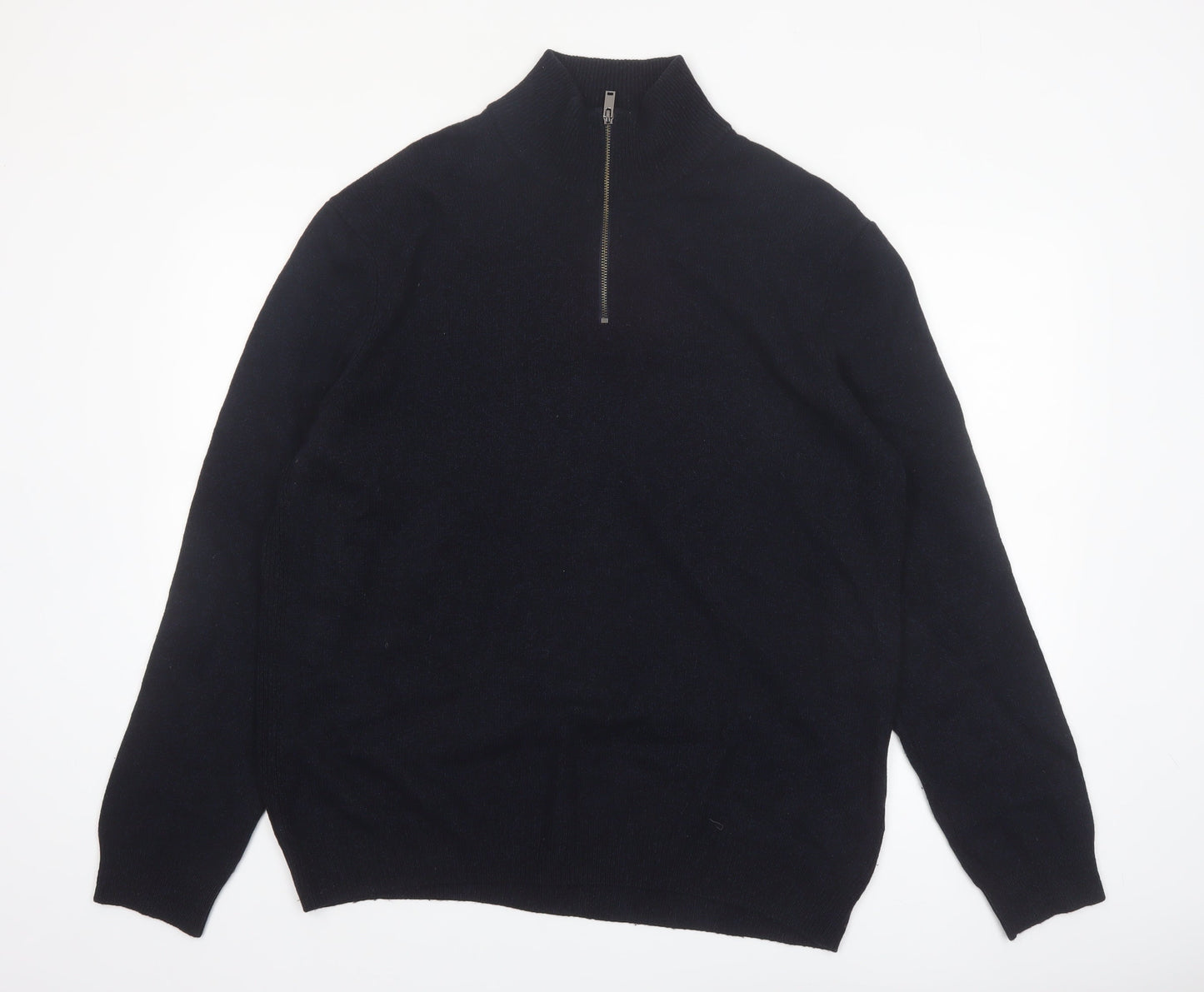 Marks and Spencer Men's Black XL Lambswool 1/2 Zip Jumper