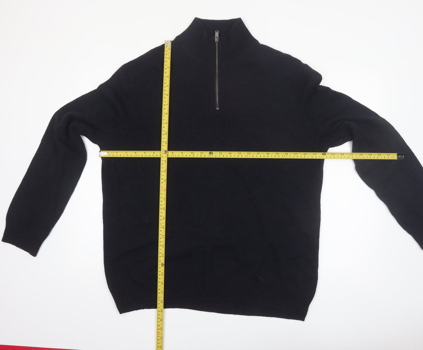 Marks and Spencer Men's Black XL Lambswool 1/2 Zip Jumper