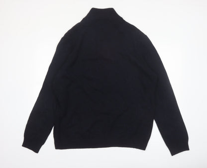 Marks and Spencer Men's Black XL Lambswool 1/2 Zip Jumper