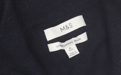 Marks and Spencer Men's Black XL Lambswool 1/2 Zip Jumper