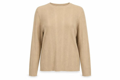 Marks and Spencer Womens Beige Size 16 Ribbed Knit Crew Neck Jumper