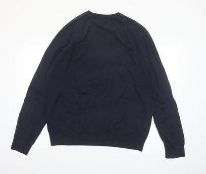 Marks and Spencer Men's Blue XL V-Neck Pure Cotton Jumper