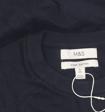 Marks and Spencer Men's Blue Pure Cotton Crew Neck Jumper M